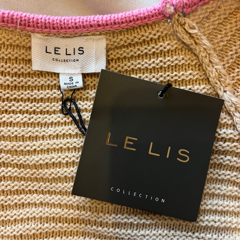 Le Lis Pink Trim Tan‎ Knit Dress - Picture 5 of 7